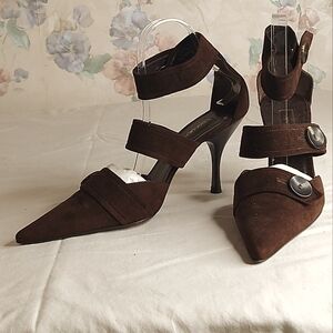 Sergio Rossi Brown Suede Heels with Straps